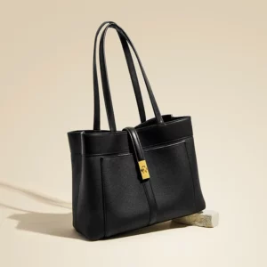 Women Textured Handbags Large Capacity Leather Tote Bag Female Autumn Winter Versatile Shoulder Packs Lady Contrast Handle Bag - Image 2