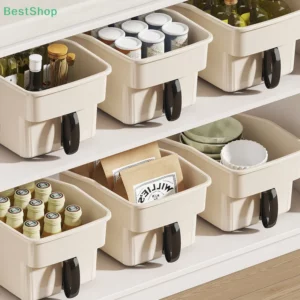 Kitchen High Cabinet Storage Box With Handle Snacks And Sundries Organize Storage Deep Cabinet High Storage Basket - Image 6