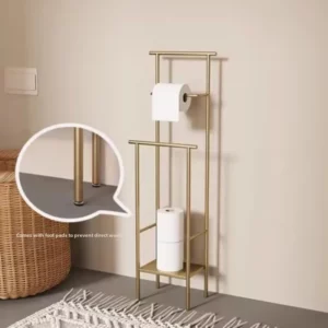 Iron Bathroom Towel Rack Minimalist Freestanding Organizer Sturdy Bedroom Coat Rack Luxury Paper Holder Stand - Image 4