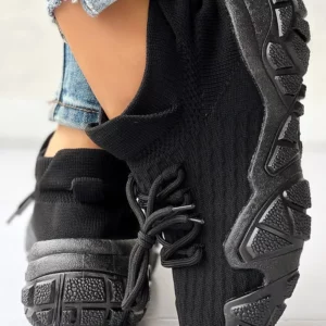 Sneakers Women's Colorblock Breathable Lace-up Platform Casual Sneakers Women Vulcanized Shoes Platform Mesh Knit Lace-Up - Image 4