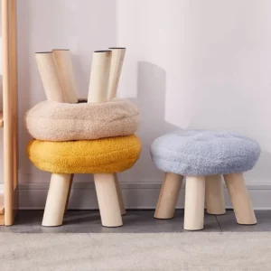 Cookie Small Stool Soft Seat Chair Girlish Heart Bedroom Solid Wood Bench Lliving Room Kids Shoe Changing Stool Home Furniture - Image 6
