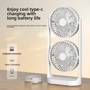 2025 new dual head desktop fan, high wind power air circulation fan, office dormitory double-layer fan - Image 4