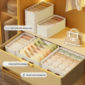 Underwear Storage Box Foldable Underwear Sock Organiser Multifunctional Waterproof Drawer Compartment Organiser - Image 4