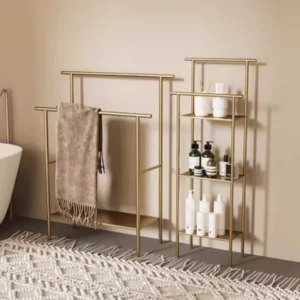Iron Bathroom Towel Rack Minimalist Freestanding Organizer Sturdy Bedroom Coat Rack Luxury Paper Holder Stand - Image 2