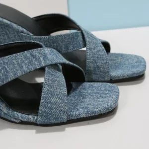 Lucyever Fashion Denim High Heels Women Slippers Summer 2025 Open Toe Wedge Sandals Woman Plus Size Non Slip Beach Shoes Female - Image 5