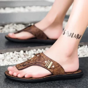 Slippers House Man Men's Flip Flops Men Original Brands Shoes Beach Water Shoes Genuine Mens Slipper Man Luxury 2024 Flip-flops - Image 6