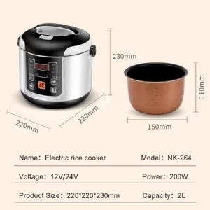 12V 24V Electric Rice Cooker Car Truck Multicooker Timing Reservation Food Heating Cooking Steamer Soup Stew Pot Steamer Cooker - Image 6
