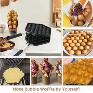 Bubble Waffle Maker Pan Stove with Paper Top Non-Stick Belgian Waffle Maker Crepe Maker Waffle Baker for Snacks Breakfast Lunch - Image 5