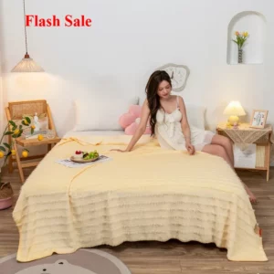 New Autumn and winter short plush fringed blanket siesta milk plush air conditioner siesta blanket end of bed decorative blanket - Image 4