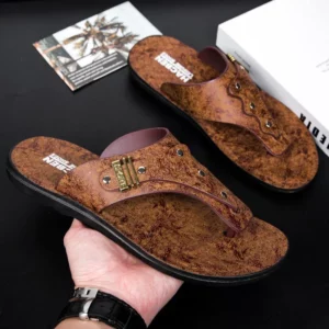 Slippers House Man Men's Flip Flops Men Original Brands Shoes Beach Water Shoes Genuine Mens Slipper Man Luxury 2024 Flip-flops - Image 2