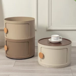 Nordic Round Bedside Cabinet, Modern Simple White Creative Small Cabinet, Mini Simple Gradient Plastic Side Cabinet - Image 4