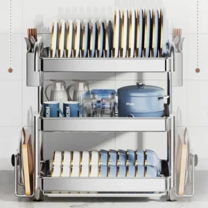 2/3 Layers Stainless Steel Dish Storage Durable Plate Bowl Draining Shelf Deepen Kitchen Organizer Multifunctional Dish Holder - Image 3