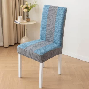 Stretch Jacquard Chair Covers Striped Dining Room Chair Cover Luxury Three-dimensional Pattern Chair Cover With Backrest Home - Image 4