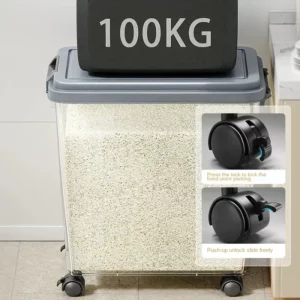 50-Pound Rice Bucket Insect and Moisture Proof Sealed Container Household Flour Food Organizer Large Capacity Grain - Image 2