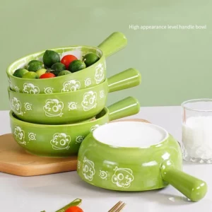 Kawaii Single Handle Ceramic Noodle Bowl, Cute Design, Large Bowl, Creative Restaurant, Flower Bowl, Home Decoration, Panda - Image 5