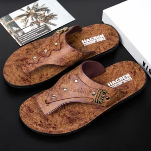 Slippers House Man Men's Flip Flops Men Original Brands Shoes Beach Water Shoes Genuine Mens Slipper Man Luxury 2024 Flip-flops - Image 3