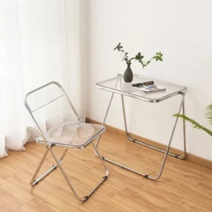 Acrylic Modern Minimalist Transparent Folding Table Simple Ins Style Study Table Home Computer Table Dining Table Chair - Image 2