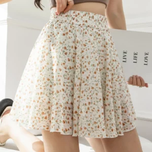 2023 New Summer Fashion Trend High Waisted Floral Loose Casual Minimalist with Safety Pants Anti Glare Women's A-line Skirt - Image 3