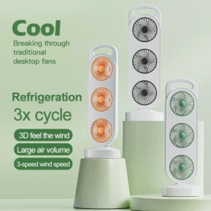 Triple Turbine Design 3-stage Fan Mini Desktop Camping Electric Fan Rechargeable Home Dormitory Silent Operation High Quality - Image 5