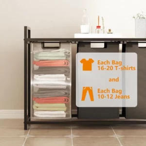 Double-Layer Laundry Hamper, Large Capacity Clothes Organizer, Bedroom Sorting Basket, Home Storage Rack for Laundry Room - Image 4