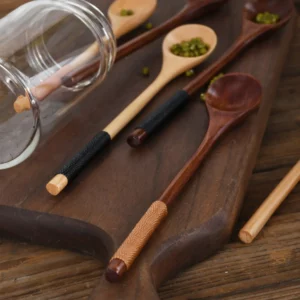 Wooden Tea Spoon Long Coffee Spoons Small Teaspoon Set Wood Honey Dessert Spoon Coffee Drink Stirrer Teaspoons Tableware - Image 4