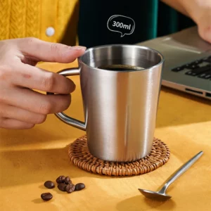 300ml 304 Stainless Steel Double Layer Mugs Coffee Cup Water Cup Heat Insulation Beer Cup Stainless Cup Drinkware - Image 2
