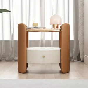 Wholesale Bedside Table Simple Modern Round Home Bedroom Cat Scratching Leather Bedside Cabinet - Image 6