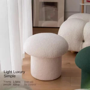 Realife Solid Wood Mushroom Stool Makeup Stool Round Stool Nordic Home Shoe Changing Stool Small Sofa Stool Minimalist Stool New - Image 3