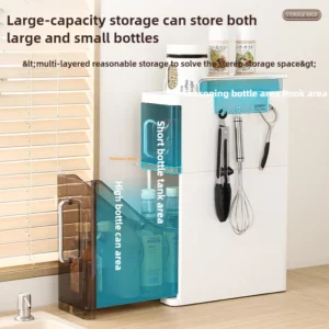 Pull-Out Spice Organizer Slim Space-Saving Narrow Kitchen Cabinet Shelf with Dustproof Sliding Drawers Storage for Countertop - Image 5