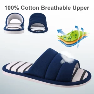 Crestar New Women Cotton Slippers Fashion Open-Toed Slippers Soft Memory Foam Home Shoes Female Breathable Bedroom Flat Slippers - Image 4