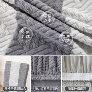 Stretch Jacquard Chair Covers Striped Dining Room Chair Cover Luxury Three-dimensional Pattern Chair Cover With Backrest Home - Image 6