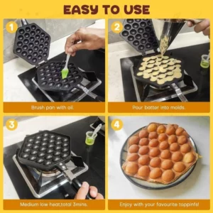 Bubble Waffle Maker Pan Stove with Paper Top Non-Stick Belgian Waffle Maker Crepe Maker Waffle Baker for Snacks Breakfast Lunch - Image 3