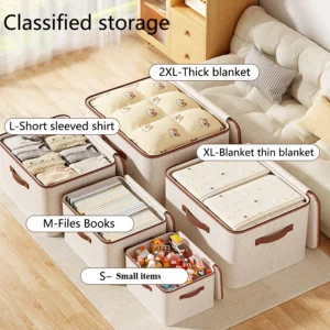 Linen Zipper Storage Boxes, Non-Woven Fabric Clothing Organizer Bins for Home Bedroom Closet Organization,Include Good Helpers - Image 3