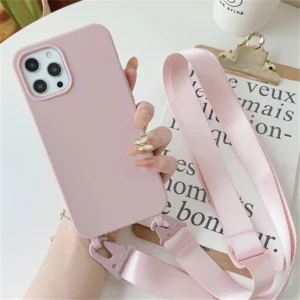 Crossbody Necklace Strap Lanyard Matte Silicone Case For iPhone 16 15 14 Pro Max 11 12 13 XR X XS 6 7 8 Plus SE Shockproof Cover - Image 3