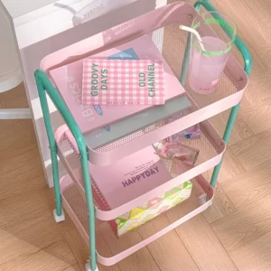 3 Layer Home Contrast Color Trolley Storage Shelf Multi layer Movable Trolley Cosmetics Snack Storage Rack Bathroom - Image 6