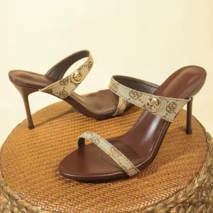 Flower Embroidery Stiletto Heel Slippers Women 2025 Summer Open Toe High Heels Sandals Woman Brand Fashion Party Shoes Plus Size - Image 1