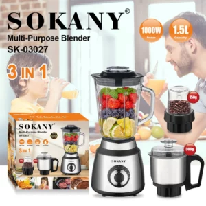 Houselin Professional Blenders Kitchen System, 1000W, 3 Functions for Smoothies, Processing, Dough, Drinks & More - Image 2
