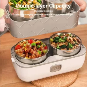 New Electric Lunch Box Portable Double Thermal Insulation Lunch Box with Stainless Steel Liners Home Food Heating Container Boxs - Image 3