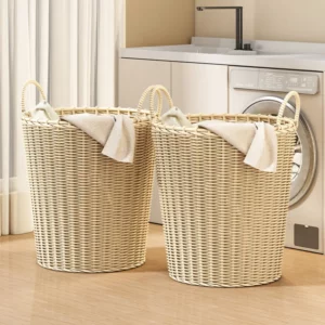 Increase The Capacity of The Rattan Woven Clothes Storage Basket and Hand Weave Dirty Clothes Basket with A Large Opening - Image 2