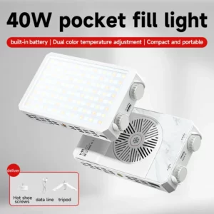 MATEMACH 40W LED Camera Light 2500K-9000K Bi-Color 4400mAh Video Lamp Handle Portable Light Photography Light With CCT On Camera - Image 2