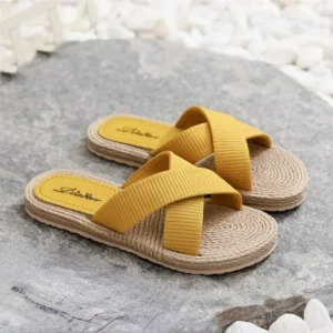 Ladies New Slippers Summer Cross Drag Fashion Hemp Rope Outer Wear Slippers Casual Sandals and Slippers - Image 2