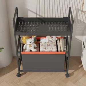 Foldable Rolling Cart - 3-Tier Kitchen/Bathroom Organizer with Wheels (Lightweight, Space Saving) - Image 5