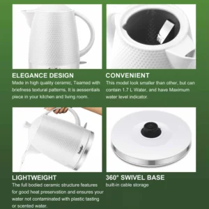 1.7L Electric Kettle Cordless Ceramic Kettle Household Kitchen Quick Heating Electric Boiling Tea Pot Sonifer - Image 4