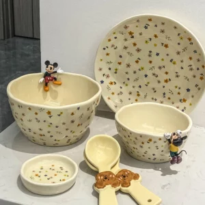 Korean Ceramic Bowl Dish with Fresh Flower Design INS Style High Appearance Level Home Domestic Rice Dish Fruit Salad Bowl - Image 2