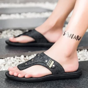 Slippers House Man Men's Flip Flops Men Original Brands Shoes Beach Water Shoes Genuine Mens Slipper Man Luxury 2024 Flip-flops - Image 5