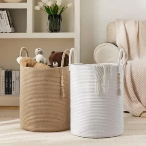 Large Capacity 38X50cm Woven Basket Laundry Basket Sundry Toy Storage Organizer Dirty Cloth Hamper Portable Diaper - Image 1