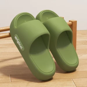 Unisex Letter Slippers Beach Slides Solid Color Mens Thick Sole Indoor Outdoor Bathroom Anti Slip Shoes Summer Couple Sandals - Image 3
