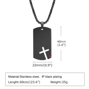Vnox Mens Sidecross Dog Tag Necklaces, Anti Allergy Stainless Steel Pendant Collar with Cubic Zirconia, Free Box Chain 70cm - Image 5