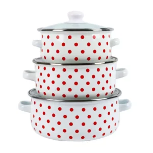 Stew Pot Enamel Soup Bowl with Lid Household Double Ear Enamel Bowl Baking Hand-painted Cute Baking 3 Set - Image 3
