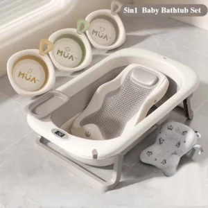 Foldable Newborn Baby Bathtub with Anti-Slip Design Enlarged Warm Infant Tub for Sitting Lying Positions Portable Shower Basin - Image 2